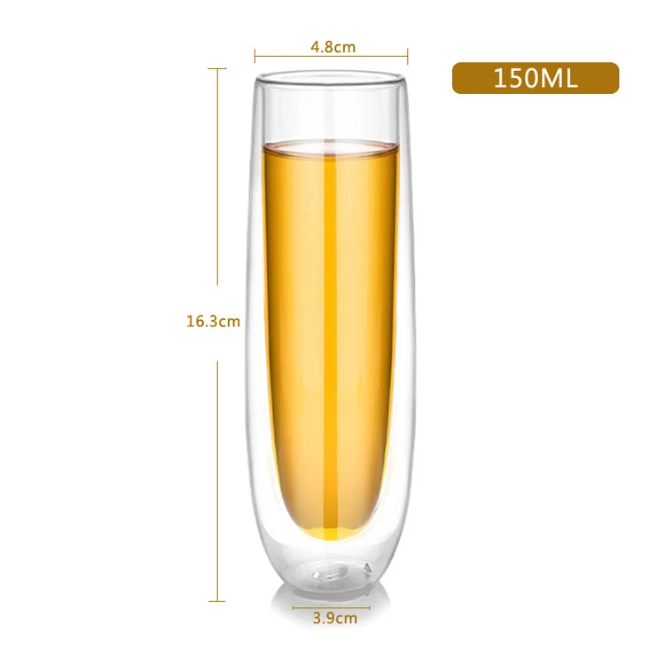 Tall and Thin Quality Clear Custom Thermo Glass Champagne Wine Cup