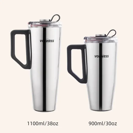 38oz Stainless Steel Mirror Finish Thermos Cup with Straw for Hiking